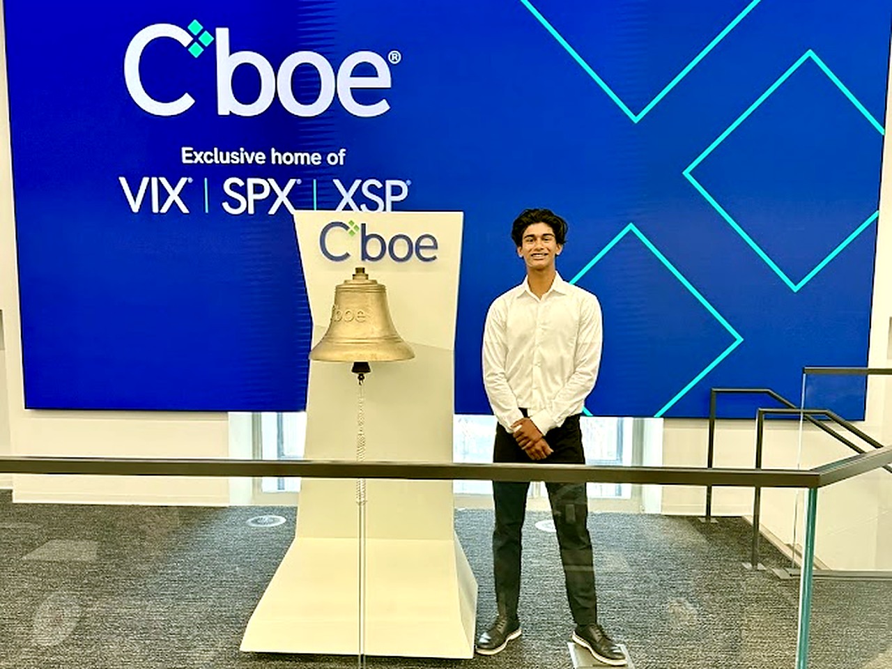 Gabriel Olasa on the Cboe trading floor, near the SPX options pits.