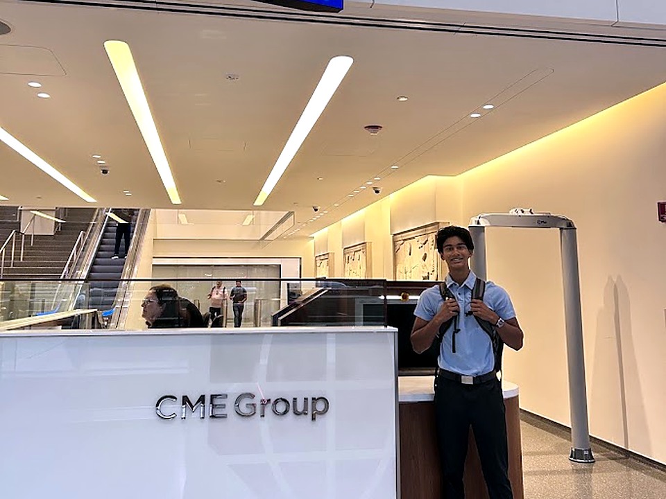 Gabriel Olasa in the lobby of CME Group's Chicago office